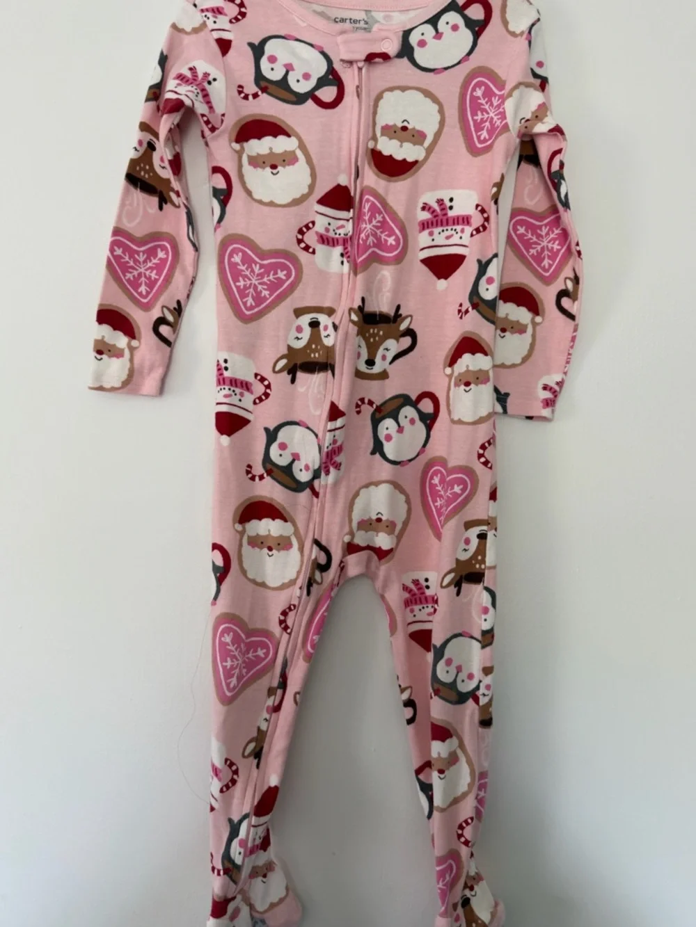 Carter's Holiday Footed One-Pieces - Reindeer & Santa Penguin Prints girl 2T